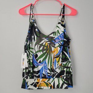 Calvin Klein Blouson Tropical Tankini Top Womens size Small floral shelf bra NWT